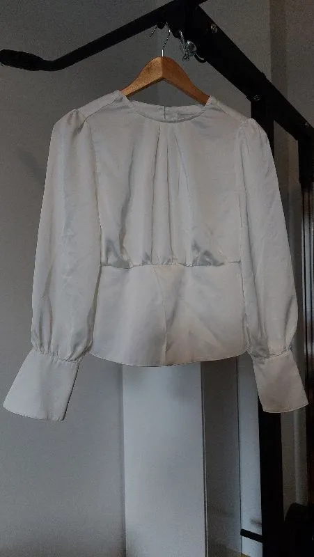 Anna Field Damen Bluse Langarmshirt Weiß Elegant Gr. 36 S 3