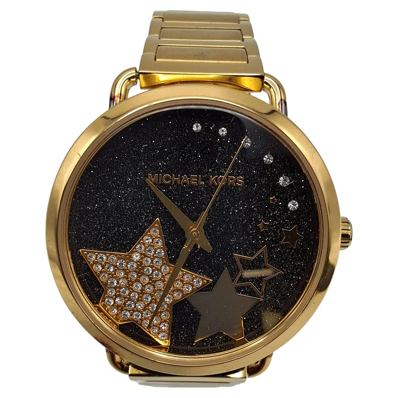 Michael Kors Armbanduhr Damenuhr Gold Edelstahl Strass Sternenmotiv 1