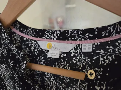 Boden Damen Bluse Gr. 40 L Schwarz Blumenmuster Langarm Viskose Casual