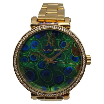 Michael Kors MK-3946 Damenuhr Gold Pfauenmuster Strass Edelstahl