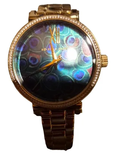 Michael Kors MK-3946 Damenuhr Gold Pfauenmuster Strass Edelstahl