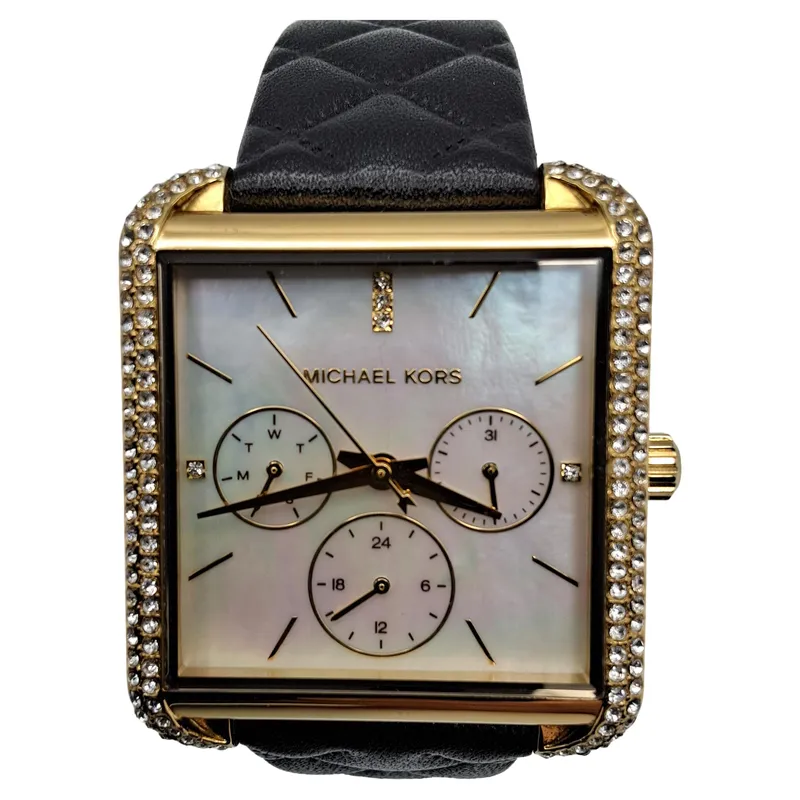 Michael Kors MK-2769 Damenuhr Multifunktion Gold Leder Strass 1