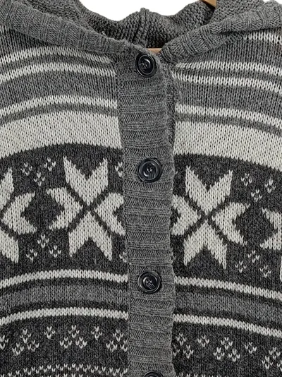 Clockhouse Damen Strickjacke Kapuze Norwegermuster Grau Gr. M