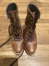 Tommy Hilfiger Damen Stiefelette Leder Braun Gr. 38 Blockabsatz Schnürung 5