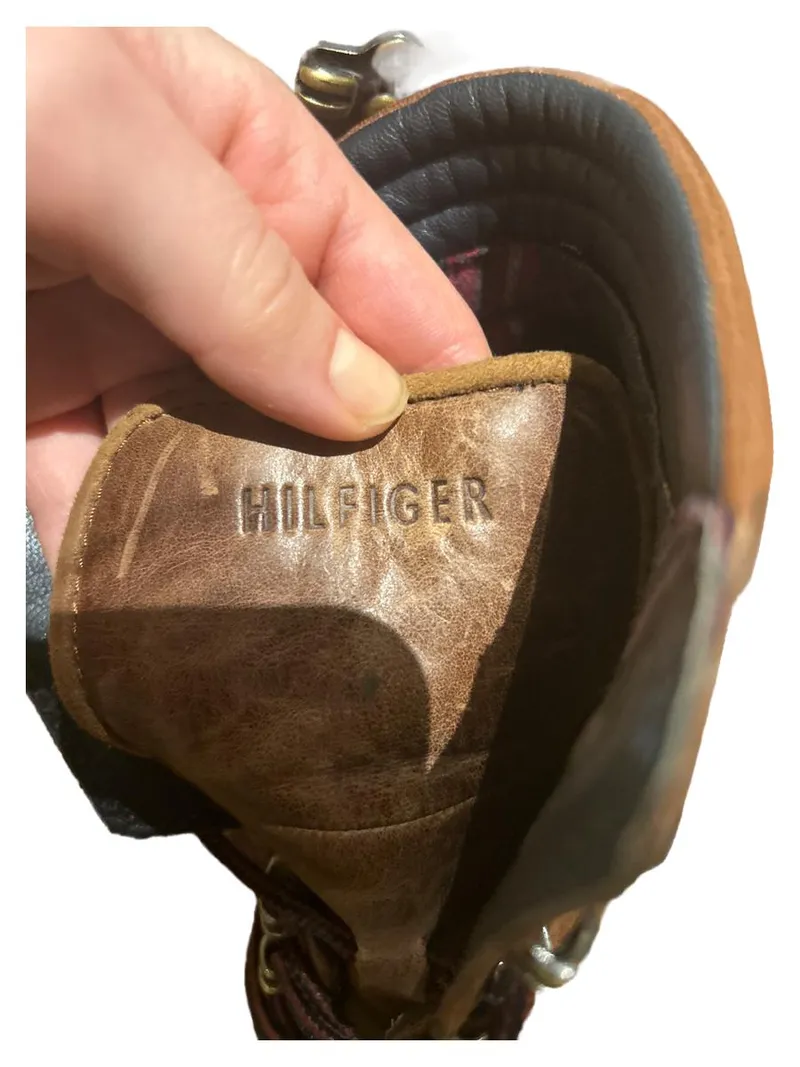 Tommy Hilfiger Damen Stiefelette Leder Braun Gr. 38 Blockabsatz Schnürung 7