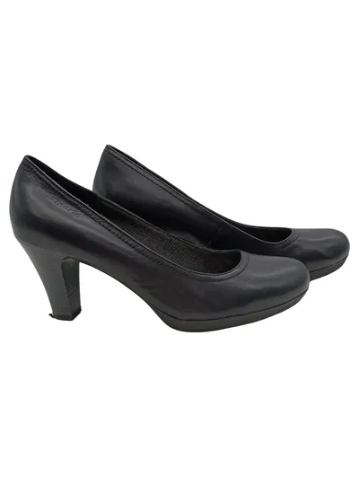 Tamaris Damen Pumps klassisch schwarz Leder Gr. 39 Absatz 8cm