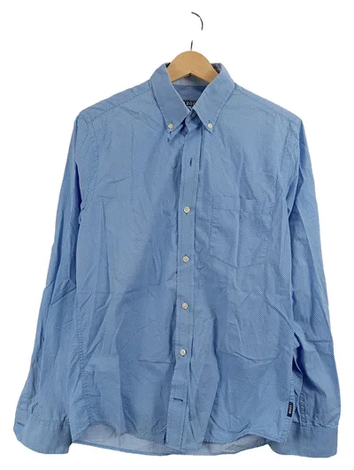 IZOD Freizeithemd Herren Gr. 48, M Blau Geometrisch Langarm Baumwolle