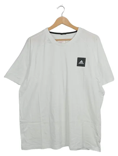 Adidas Herren T-Shirt Weiß Logo Patch Sport Basic Gr. XXL