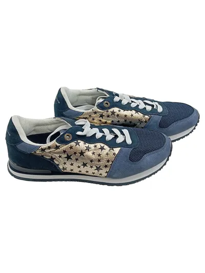 Pepe Jeans London Damen Sneaker Blau Sternenmuster Gr. 39
