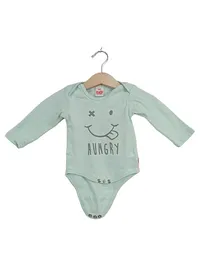 B.O. WirbelWind Baby Body Langarm Hungry Grün Gr. 62 Baumwolle 1