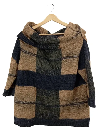 Dries Van Noten Kapuzenpullover Damen Gr. L Alpaka Kariert Braun
