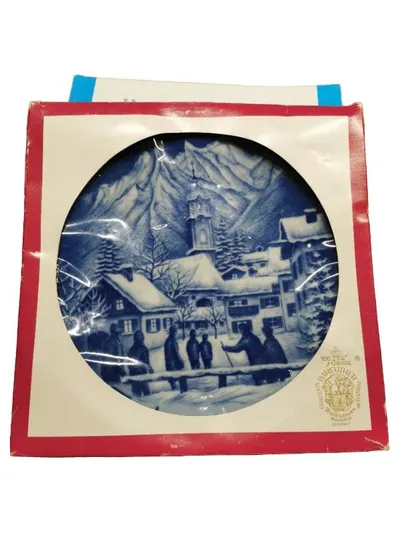 Bareuther Sammelteller Winterlandschaft Porzellan Blau Weihnachten 22cm