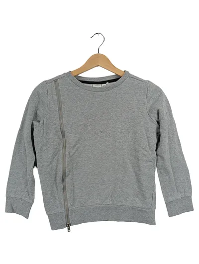 NAME IT Kinder Pullover Gr. 134/140 Grau Meliert Reißverschluss Baumwolle