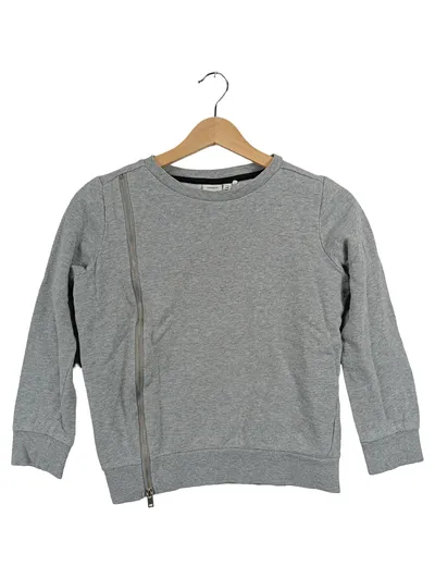 NAME IT Kinder Pullover Gr. 134/140 Grau Meliert Reißverschluss Baumwolle
