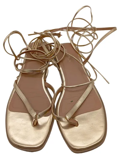 Anna Field Damen Zehentrenner Sandalen Gold Schnürung Gr. 43