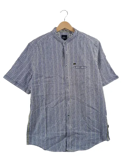 Engbers Business Hemd Herren Kurzarm Blau Gestreift Gr. 52, XL Stehkragen