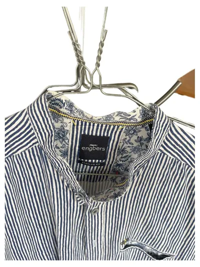 Engbers Business Hemd Herren Kurzarm Blau Gestreift Gr. 52, XL Stehkragen