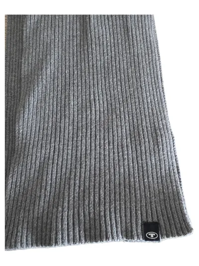 Tom Tailor Herren Strickschal Grau Rippstrick Wolle 190x19cm Casual