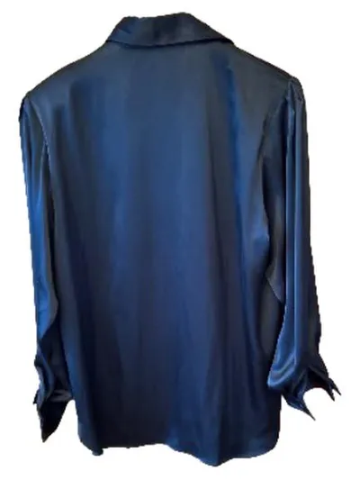 Van Laack Damen Hemdbluse Schwarz Gr. 40 Langarm Elegant Satin-Look