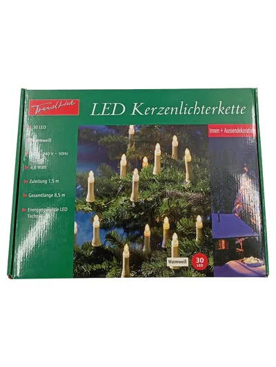 TrendLine LED Kerzenlichterkette 30 LED Warmweiß 8,5m Innen Außen IP44
