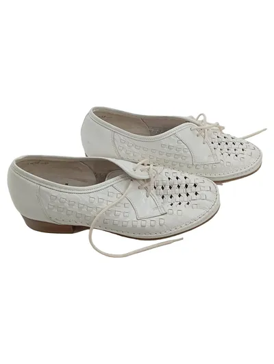 Christian Dietz Damen Schnürschuhe Leder Weiß Gr. 37 Vintage Geflochten