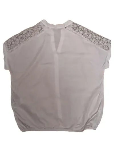Mavi Damen Bluse Weiß Gr. 40 L Kurzarm Spitze Bohemian