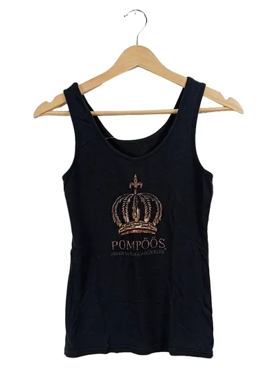 POMPÖÖS Harald Glööckler Damen Top Träger Shirt Krone Schwarz Gr. 38