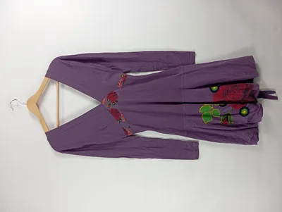Desigual Damen Freizeitkleid A-Linie Lila Blumenmuster Gr. 38 M Stickerei