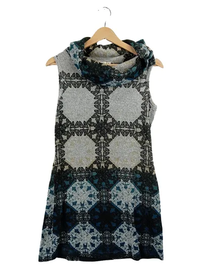 Lavand Strickkleid Damen Gr. 38 M Mehrfarbig Geometrisch Rollkragen Tunika