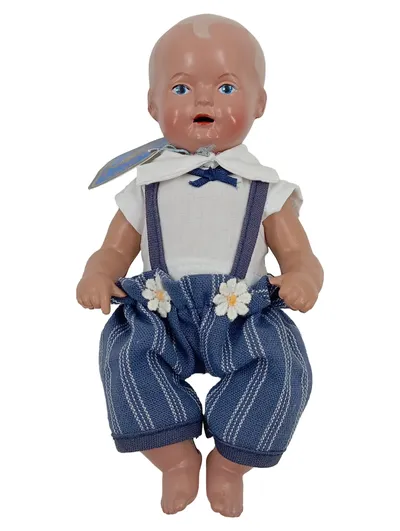 Schildkröt Babypuppe Vintage Sammlerstück 16cm Kunststoff Blau