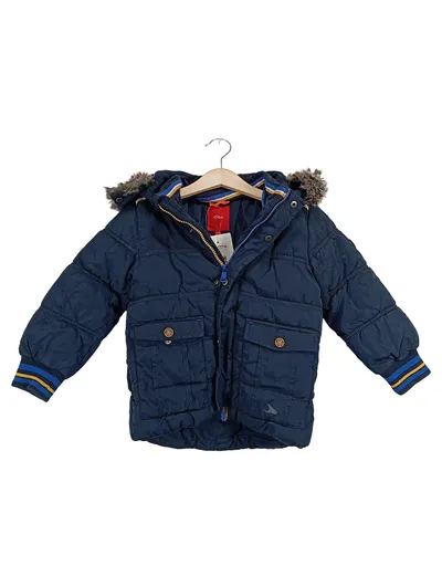 s.Oliver Winterjacke Jungen Gr. 104 Blau Kapuze Fellbesatz warm