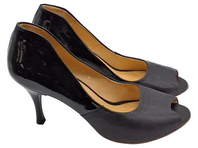 Lloyd Peeptoe Pumps Damen Gr. 40 Lackleder Schwarz Elegant