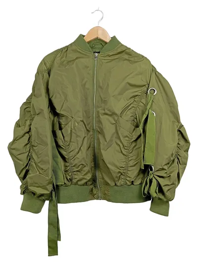 Soya Fashion Bomberjacke Damen Gr. XS Oliv Grün Raffungen
