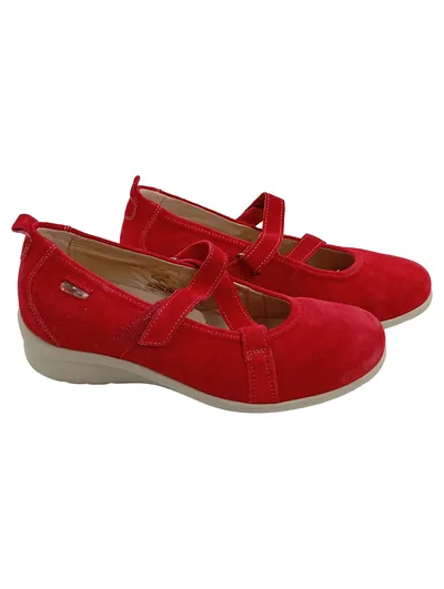 FIDELIO Damen Ballerinas Rot Leder Wechselfußbett Weite H Gr. 36