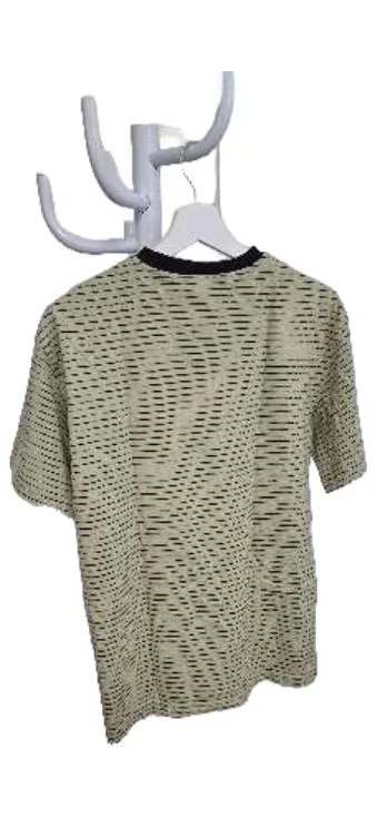 Mills Herren T-Shirt Gr. 48 M Grün Gestreift V-Ausschnitt Kurzarm