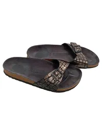 Birkenstock Madrid Sandalen Damen Gr. 38 Kroko-Optik Braun Metallic 2