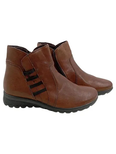 Avena Damen Stiefelette Braun Gr. 37 Leder Komfort Reißverschluss