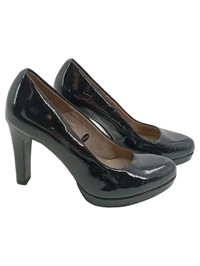 Tamaris Damen Pumps Lackleder Schwarz High Heels Plateau Gr. 37