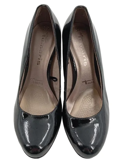Tamaris Damen Pumps Lackleder Schwarz High Heels Plateau Gr. 37