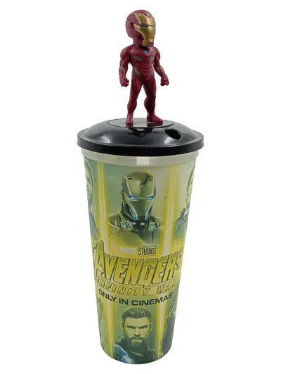 Marvel Avengers Infinity War Kinobecher mit Iron Man Figur Sammlerbecher