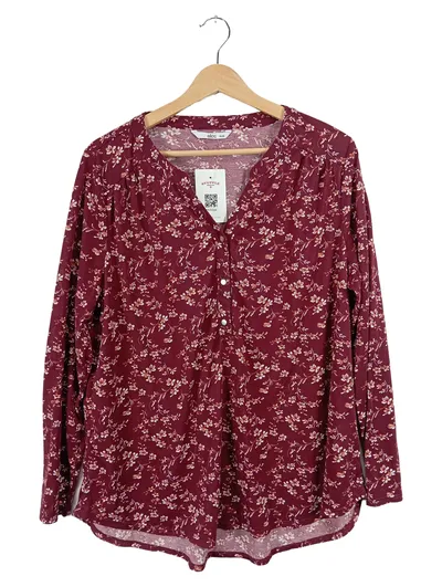 Ellos Damen Bluse Langarm Blumenmuster Bordeaux Gr. 46/48