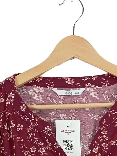 Ellos Damen Bluse Langarm Blumenmuster Bordeaux Gr. 46/48