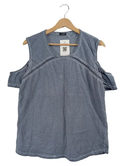 IWIE Damen T-Shirt Grau Gr. 40 L Cut-Out Schultern Casual Baumwolle