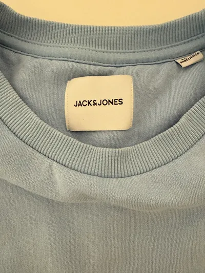 JACK & JONES Sweatshirt Herren Gr. L Hellblau Basic Rundhals Pullover