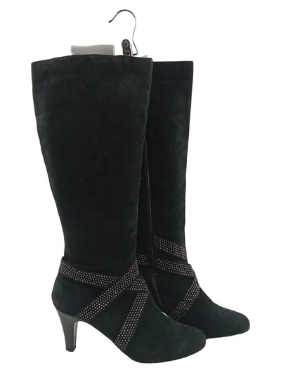 Caprice Damen Stiefel Schwarz Leder Strasssteine Absatz 8 cm Gr. 42 Elegant