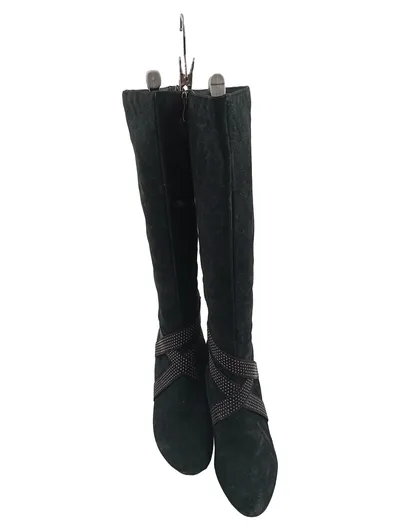 Caprice Damen Stiefel Schwarz Leder Strasssteine Absatz 8 cm Gr. 42 Elegant