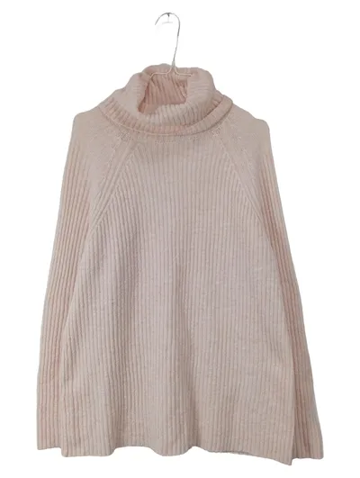 MANGO Basics Damen Strickpullover Rollkragen Rosa Gr. L Rippstrick