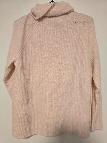 MANGO Basics Damen Strickpullover Rollkragen Rosa Gr. L Rippstrick