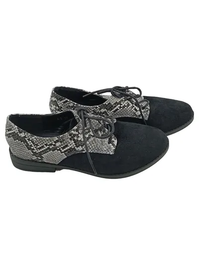 Bellucci Damen Schnürschuhe Gr. 37 Schwarz Animal-Print Leder