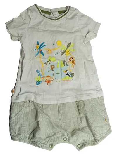 Sergent Major Baby Body Strampler Dschungel Affen Gr. 86 Weiß Grün